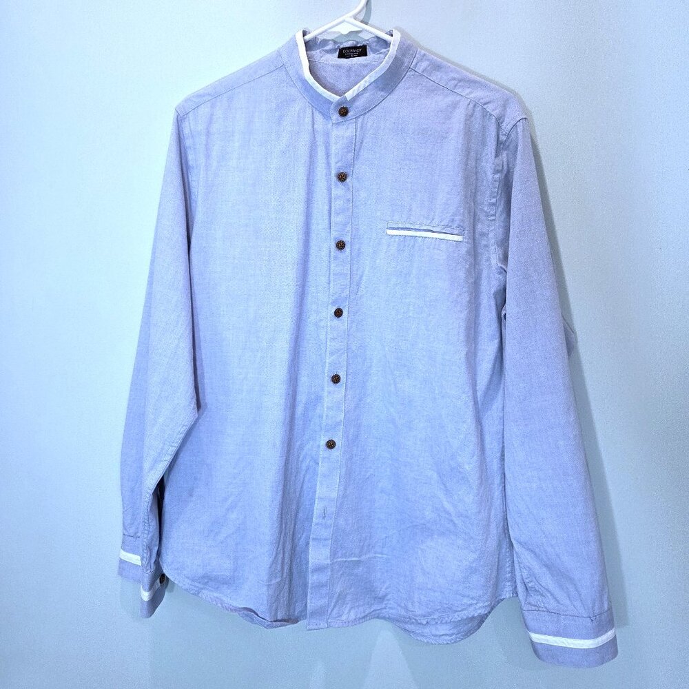 NWOT Coofandy Blue & White Blouse Size M